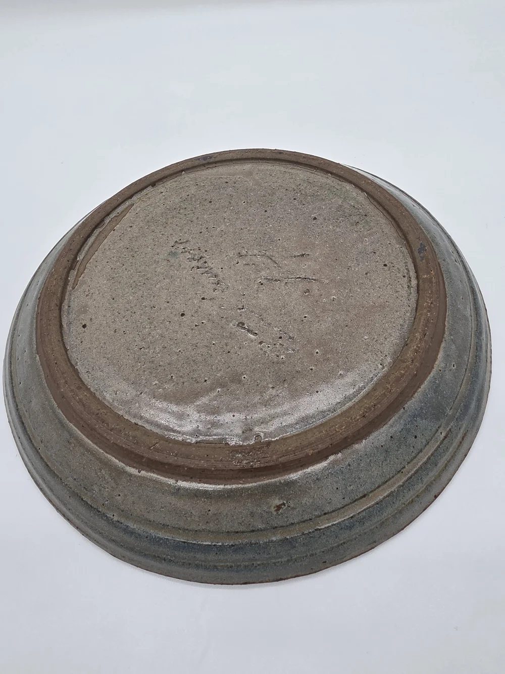 Handpainted Pottery Plate in Earth Brown with Accent Strokes